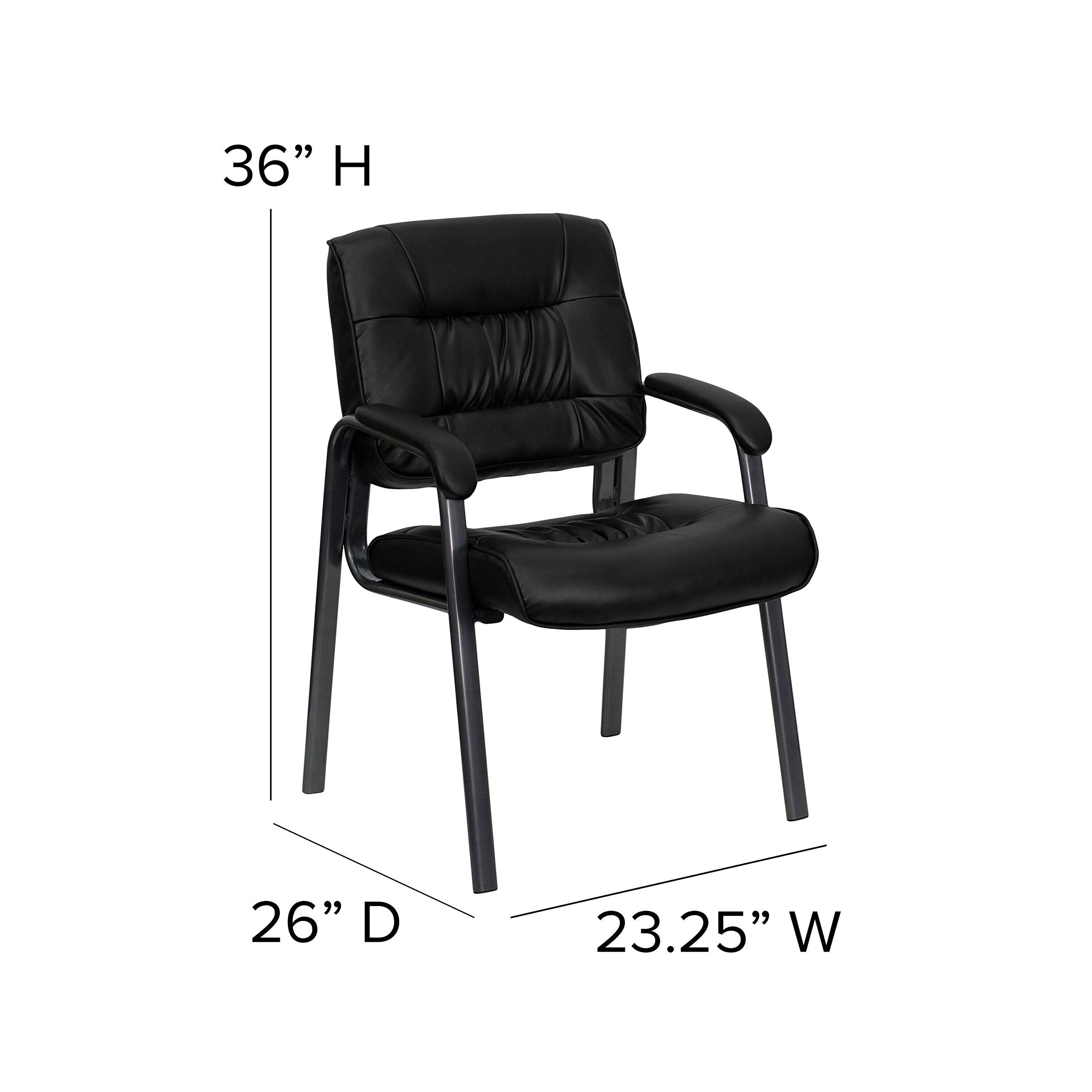 Haeger LeatherSoft Tufted Executive Reception Chair with Padded Armrests, Upholstered Side Chair for Living Room or Office, Black