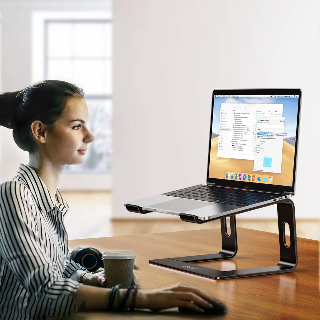 Aluminum Laptop Stand, Ergonomic Detachable Computer Stand, Notebook Riser, Laptop Mount Compatible with Air, Pro, Dell, HP, Lenovo More 10-15.6" Laptops, Black