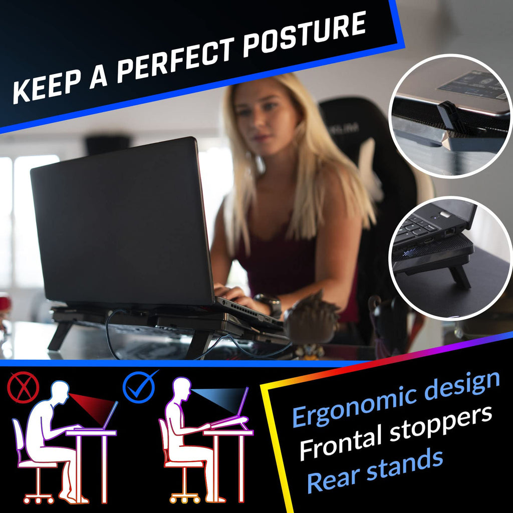 Laptop Cooling Pad - More Than 500,000 Units Sold - New Version - Powerful Rapid Action Laptop Cooler - Laptop Stand with 4 Cooling Fans - 2 USB Ports - PC Mac PS5 PS4 Xbox One - Diamond