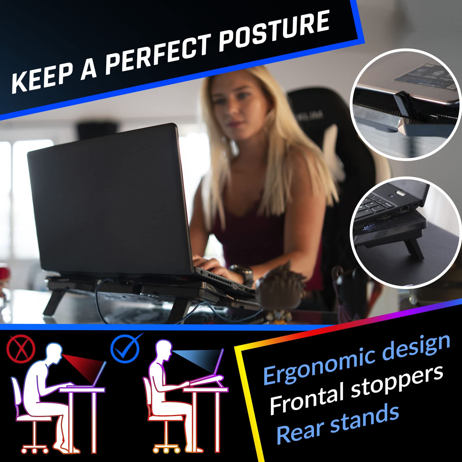 Laptop Cooling Pad - More Than 500,000 Units Sold - New Version - Powerful Rapid Action Laptop Cooler - Laptop Stand with 4 Cooling Fans - 2 USB Ports - PC Mac PS5 PS4 Xbox One - Diamond