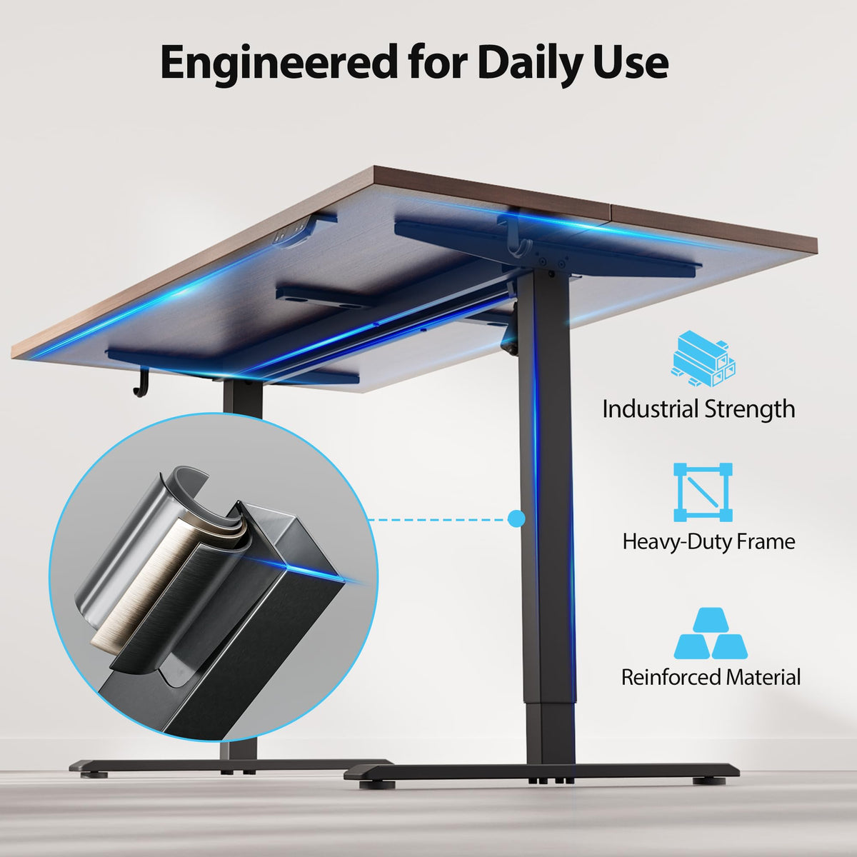 63*28 Inch Height Adjustable Electric Standing Desk, Dark Walnut