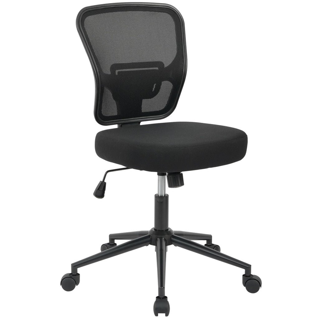 Armless Office Desk Chair Height Adjustable, Ergonomic High Back Mesh Task Chair, Rolling Office Stool for Small Spaces, Computer, Study,Sewing & Drafting - Black