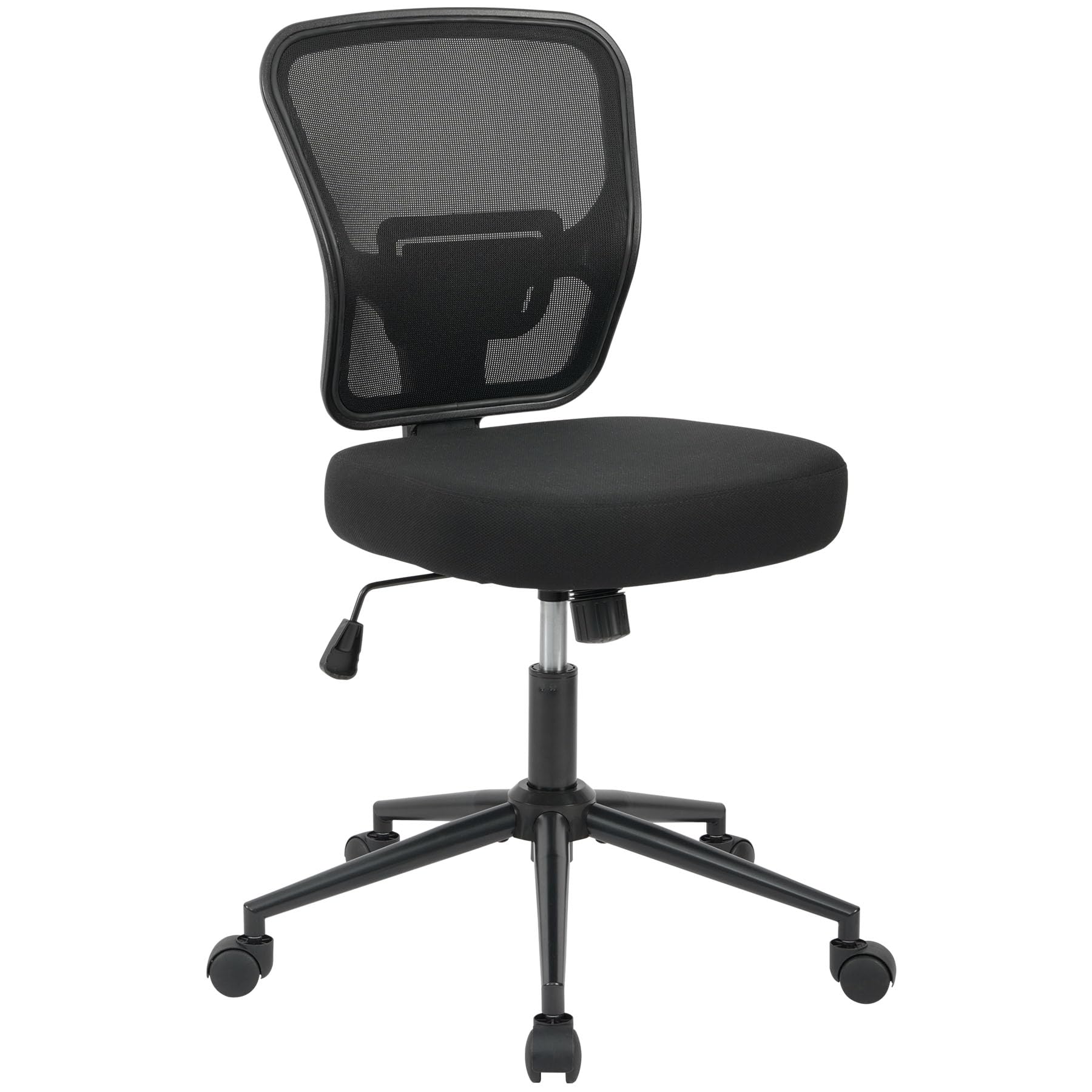 Armless Office Desk Chair Height Adjustable, Ergonomic High Back Mesh Task Chair, Rolling Office Stool for Small Spaces, Computer, Study,Sewing & Drafting - Black