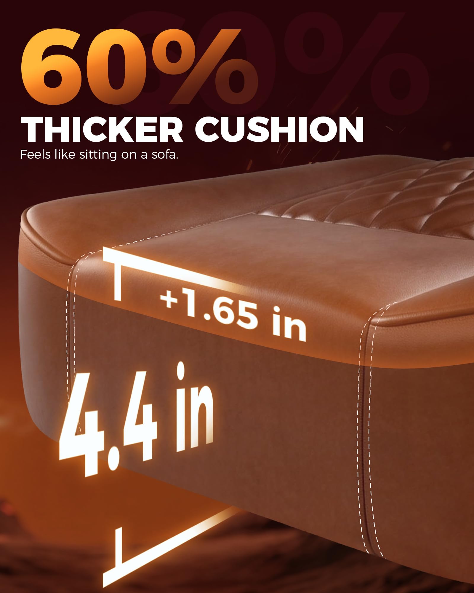 Big and Tall Gaming Chair with Footrest, Ergonomic Office Desk Chair with 4.4in Thick Cushion and Wide Wingless Seat, Comfortable Leather Computer Chair, Predator Series, Chocolate Brown