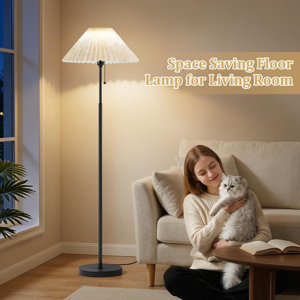 Floor Lamps for Living Room, 59.5" Pleated Modern Standing Lamp,Linen Shade