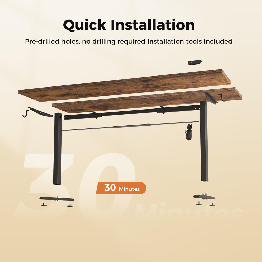 48*24 Inch Height Adjustable Electric Standing Desk, Rustic Brown