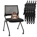 20 Pack, Stackable & Foldable Chairs with Wheels, Reception Guest Chairs with Lumbar Support, Ergonomic Mesh Back Folding Chair for Office Schools Training Conference Waiting Room, Black