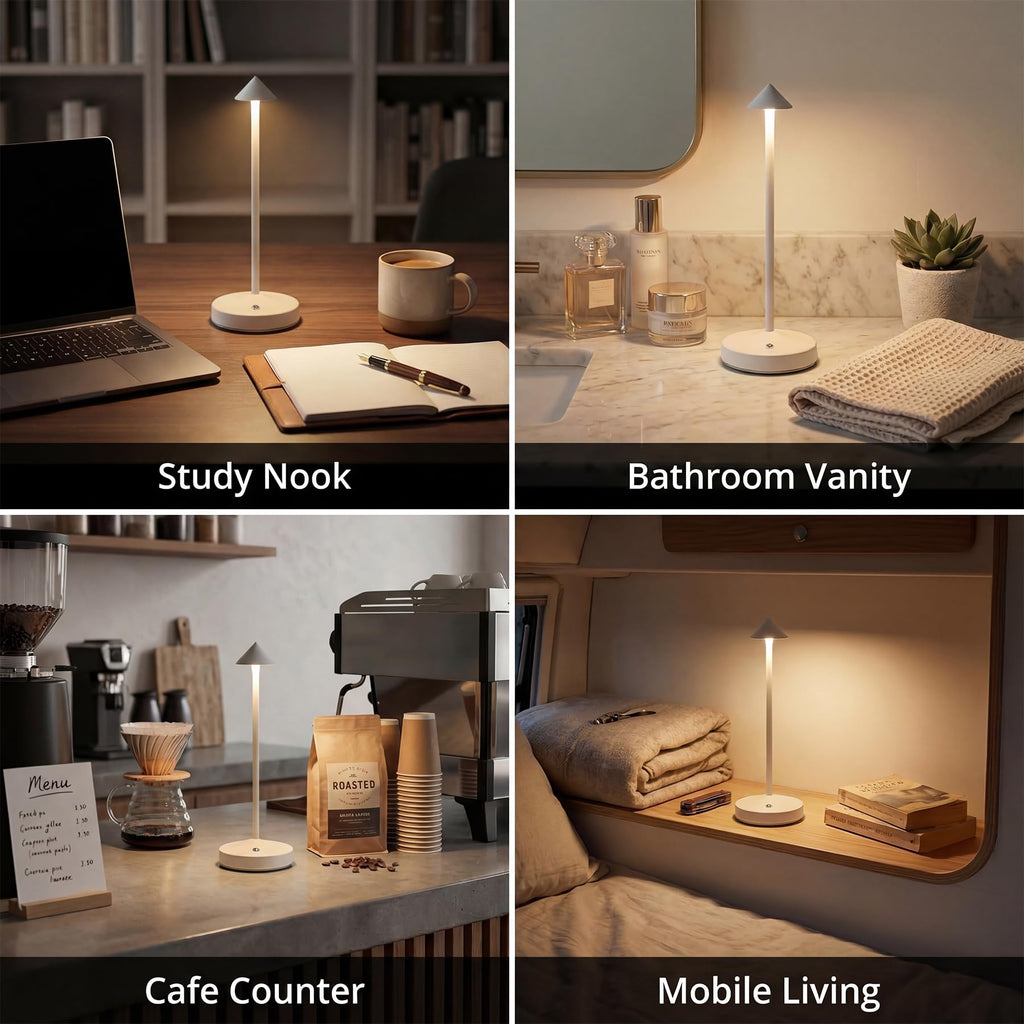 2 PACK Cordless Lamps,Battery Rechargeable Table Lamp,Portable Lamps,2 Level Brightness Dimmable Night Light,Minimalist Design,Cordless Table Lamps for Living Room/Restaurant/Couple Dinne(White)