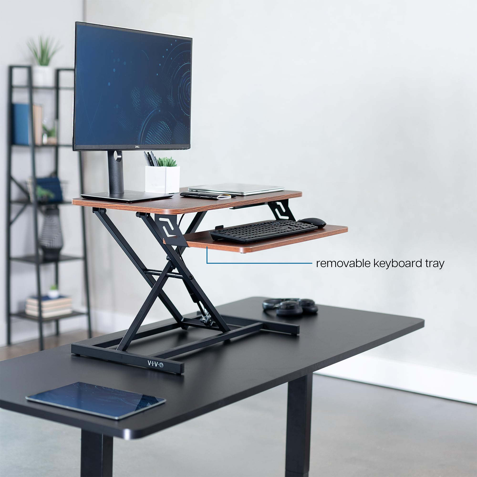 Dark Walnut 32 inch Stand Up Desk Riser