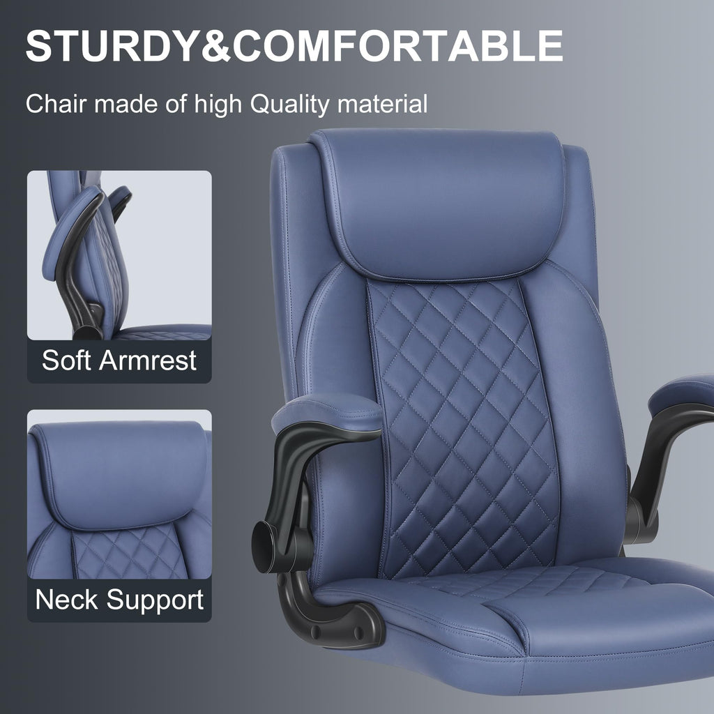 Drafting Chair, Tall Office Chair for Standing Desk, Standing Chair with Adjustable Height and Flip-up Armrest, PU Leather High Office Chair for Counter Height Desk