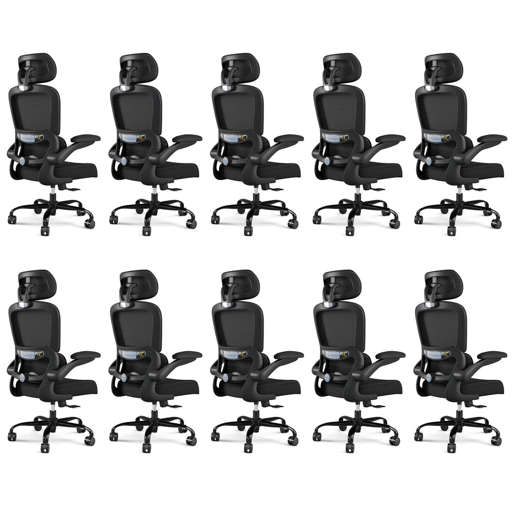 Office Chair Ergonomic Desk Chair, 330 LBS Home Mesh Office Desk Chairs with Wheels, Comfortable Gaming Chairs Black Pack of 10