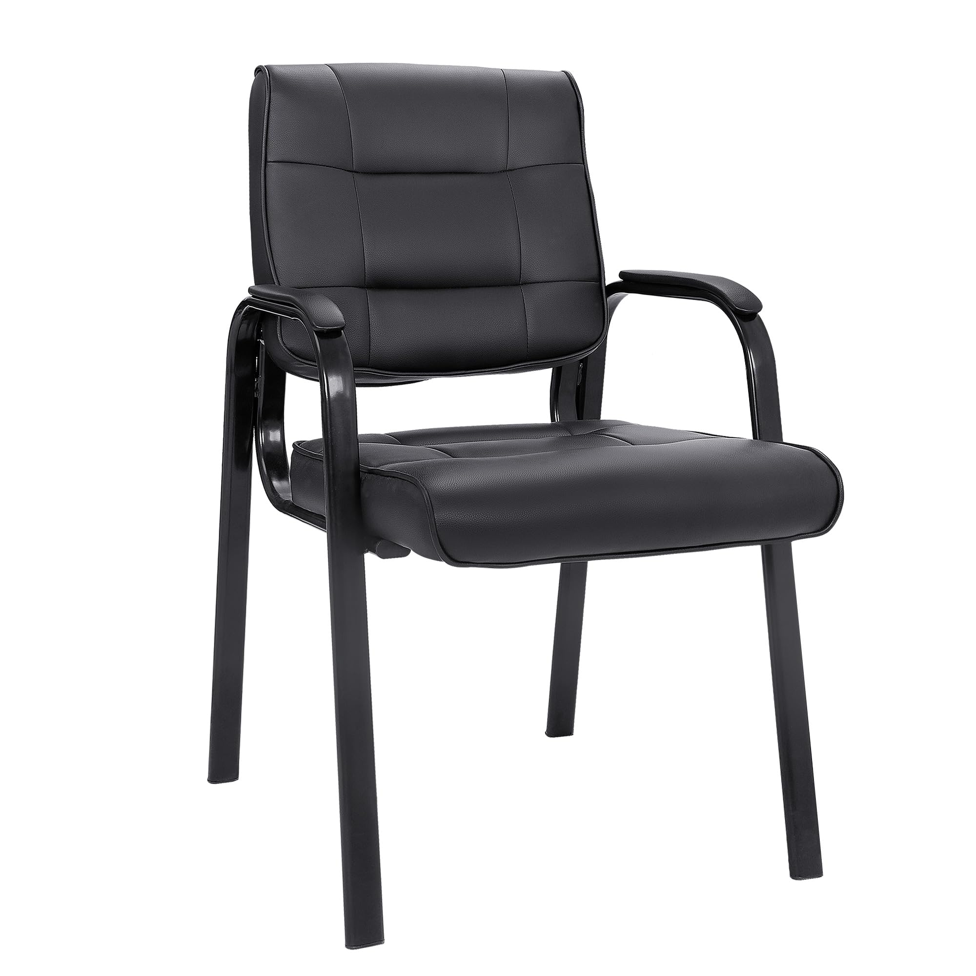 Office Guest Chair Bonded Leather Executive Side Chair Reception Chair with Solid Metal Frame Home Office Furniture
