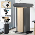 Wooden Podium Stand with Wheels, Pulpitos para Iglesias, Double-Layer Storage Pulpit, Lockable Drawer, Comes with Dust Cloth Durable and Mobile Lectern, Suitable for Churches, Classrooms,Conference.