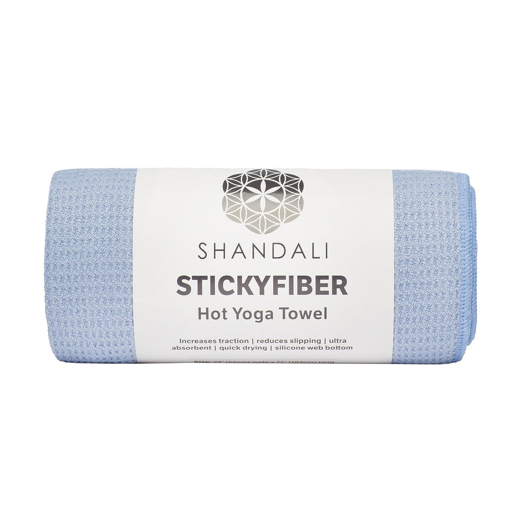 Stickyfiber Hot Yoga Towel - Silicone Backed Yoga Mat-Sized, Absorbent, Non-Slip, 24" x 72" Bikram, Gym, and Pilates - (Blue, Standard)