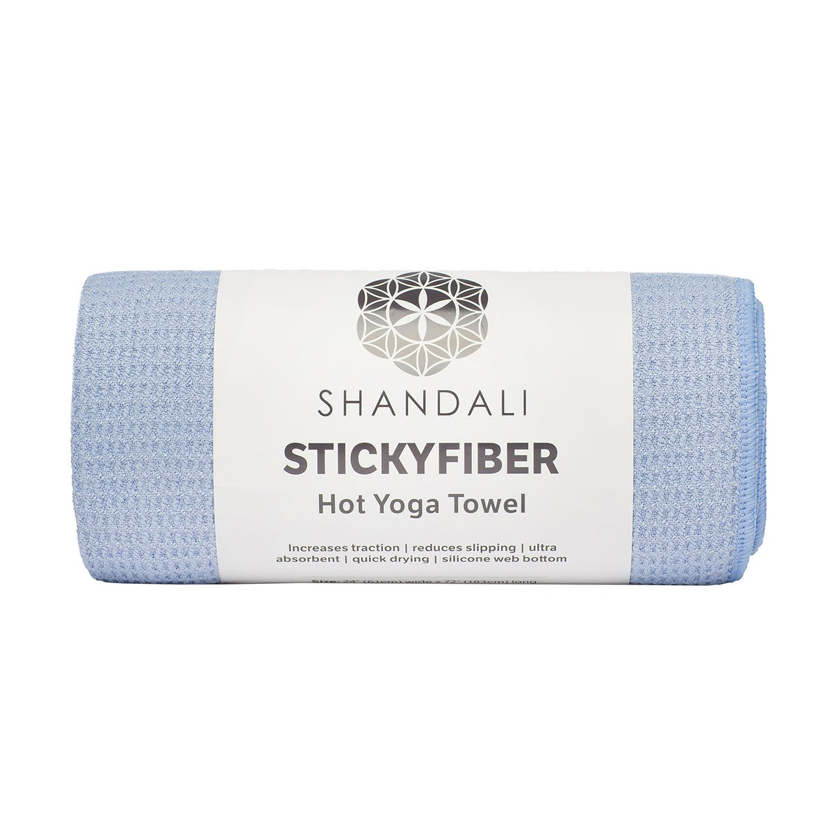 Stickyfiber Hot Yoga Towel - Silicone Backed Yoga Mat-Sized, Absorbent, Non-Slip, 24" x 72" Bikram, Gym, and Pilates - (Blue, Standard)