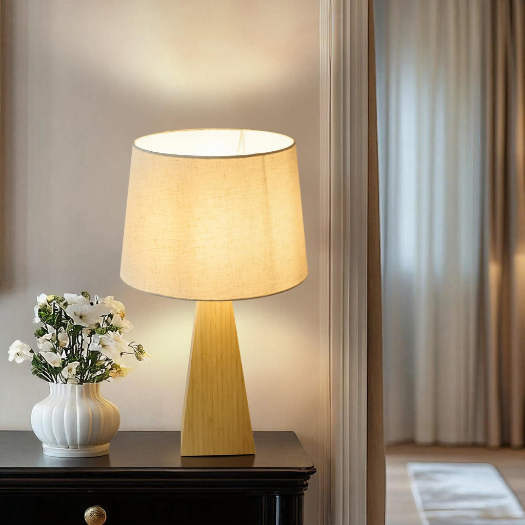 20.3" Bamboo Table Lamp, Dimmable Bedside Lamp for Bedroom Decor