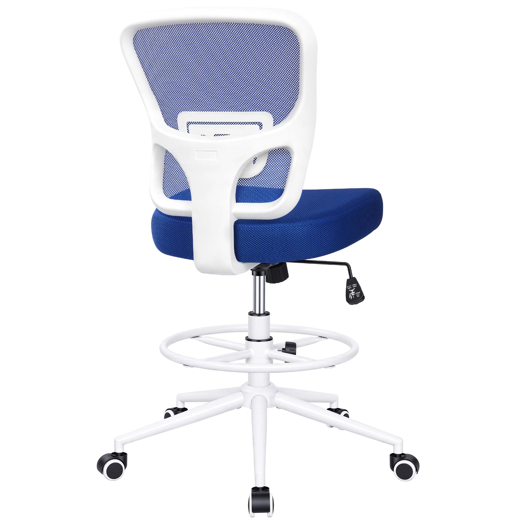 Armless Drafting Chair Tall Office Chair for Standing Desk - Adjustable Height Mesh Ergonomic Stool with Foot Ring, Rolling Counter Height Computer Chair for Small Spaces & Home Office