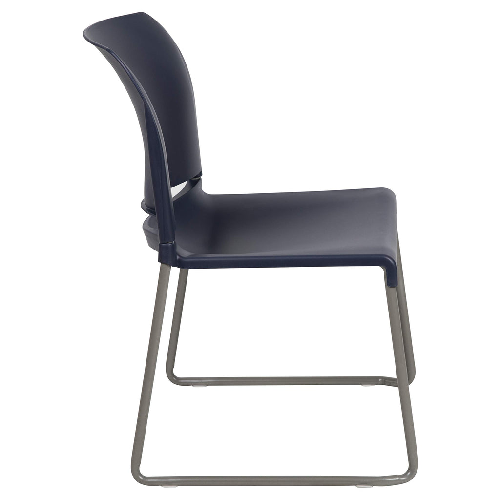 Set of 5, Hercules Series Contoured Stacking Chairs for Waiting Rooms and Offices, Ergonomic Lobby Chairs with Curved Back, Navy