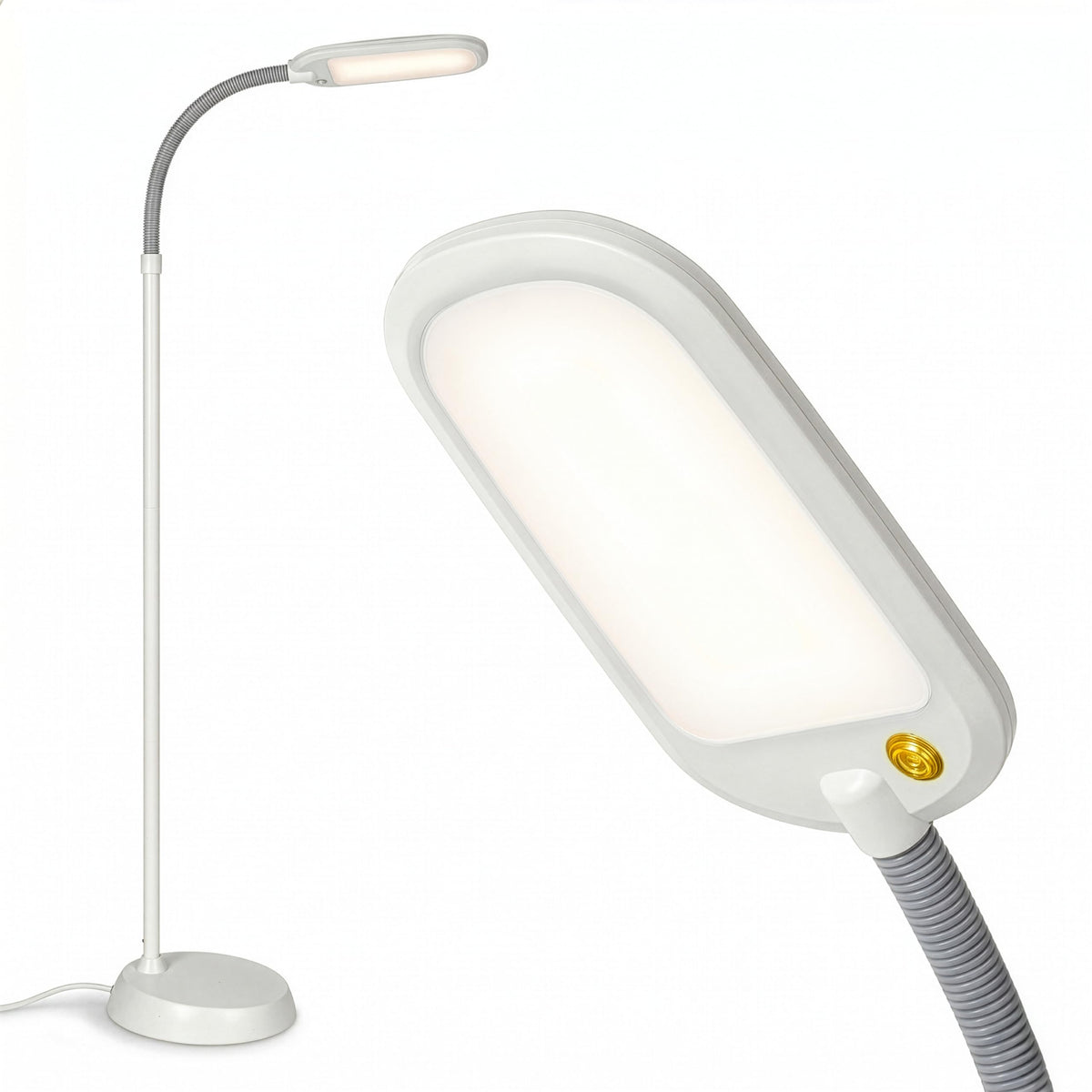Litespan LED 2nd Edition Reading Floor Lamp with Cool, Soft & Warm White LED's - Built-in Dimmer - Adjustable Design Pivots in Any Direction - Energy Saving 12 Watts - Alpine White