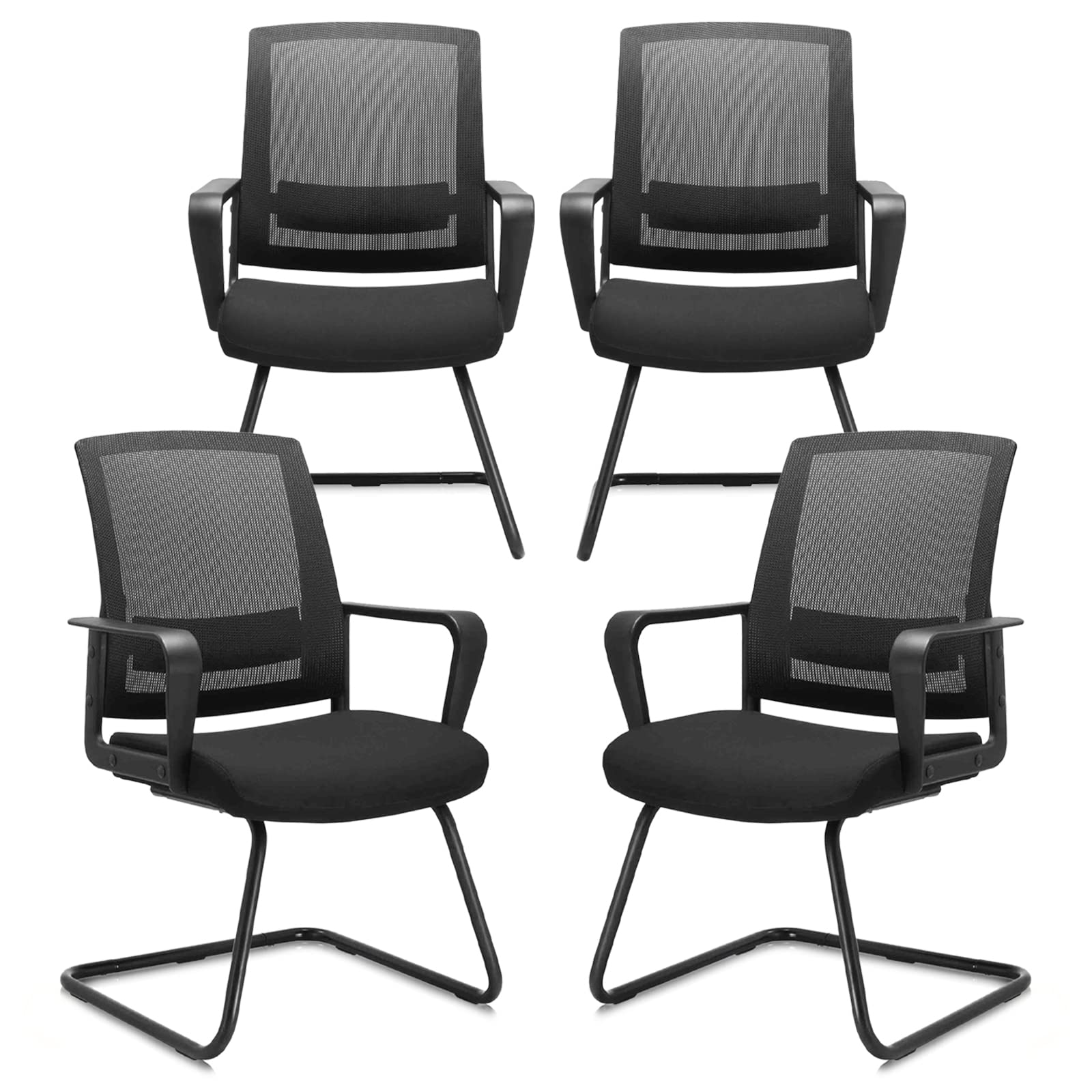 4 Pack, Office Guest Chair with Lumbar Support and Mid Back Mesh Space Air Grid Series for Reception Conference Room