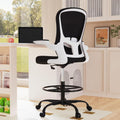 Drafting Chair for Standing Desk Executive Ergonomic Computer Chair, Tall Office Chair with Flip-Up Armrests, Adjustable Footrest Ring, Lumbar Support, Height Adjustable Swivel Task Chair (White)