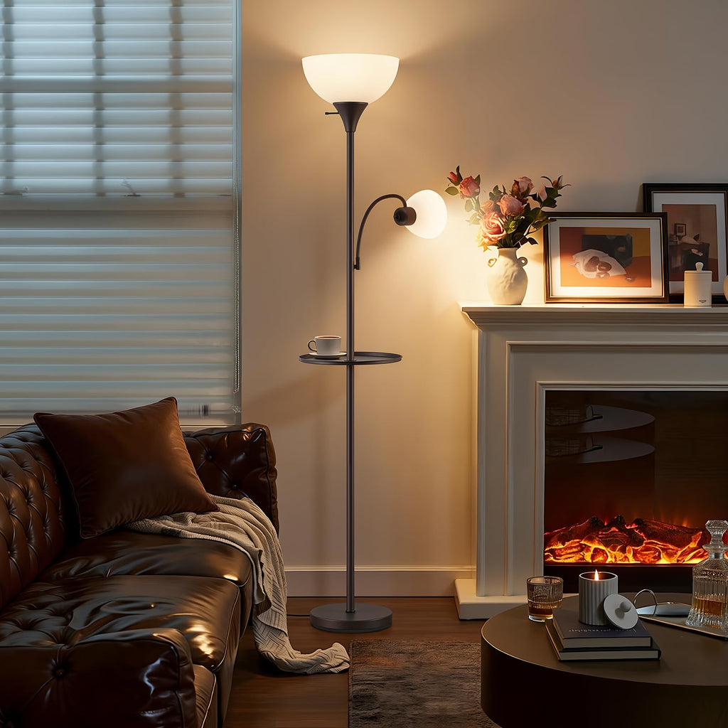 72" Floor Lamp with Table, Adjustable Reading Lights, Torchiere Floor Lamps