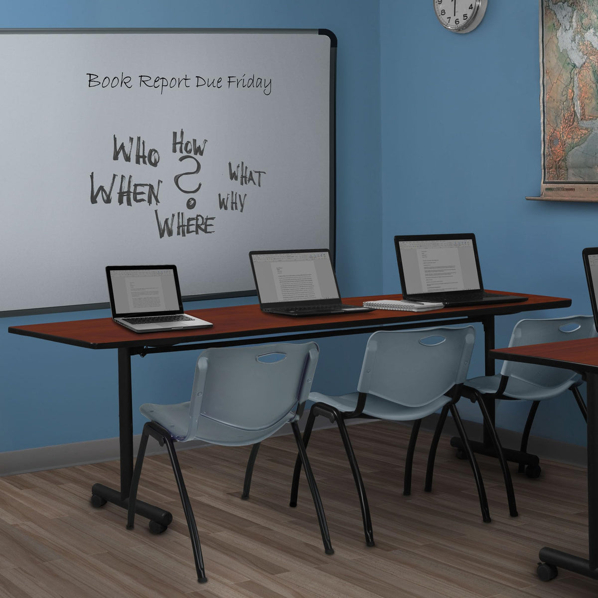 Kobe 84 x 24 in. Flip-Top Training Nesting Table- Cherry
