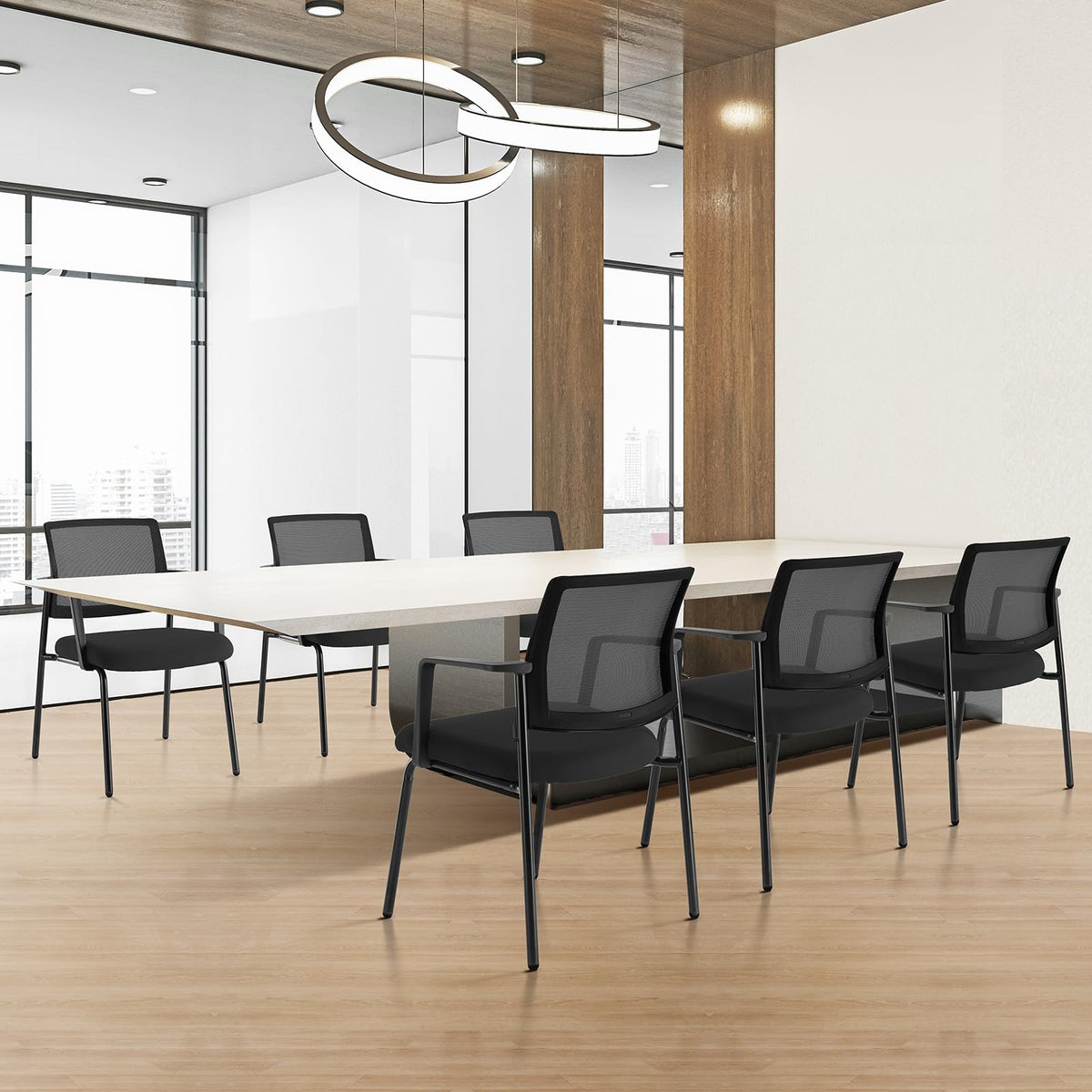 Stackable Mesh Guest Visitor Reception Chairs - Ergonomic Lumbar Support for Waiting Conference Meeting Room, Office School Lobby and Church, Space Saving, Black