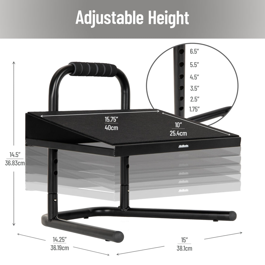 Foot Rest, Under Desk at Work, Ergonomic, Height Adjustable, Office, Metal, Black