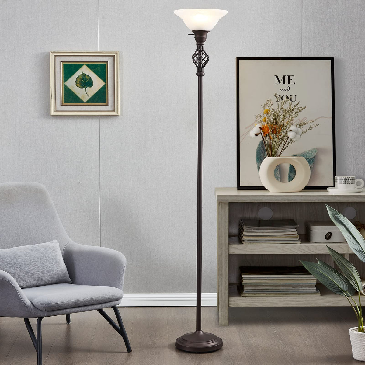 Torchiere Floor Lamp for Living Room, LED Standing Reading Light