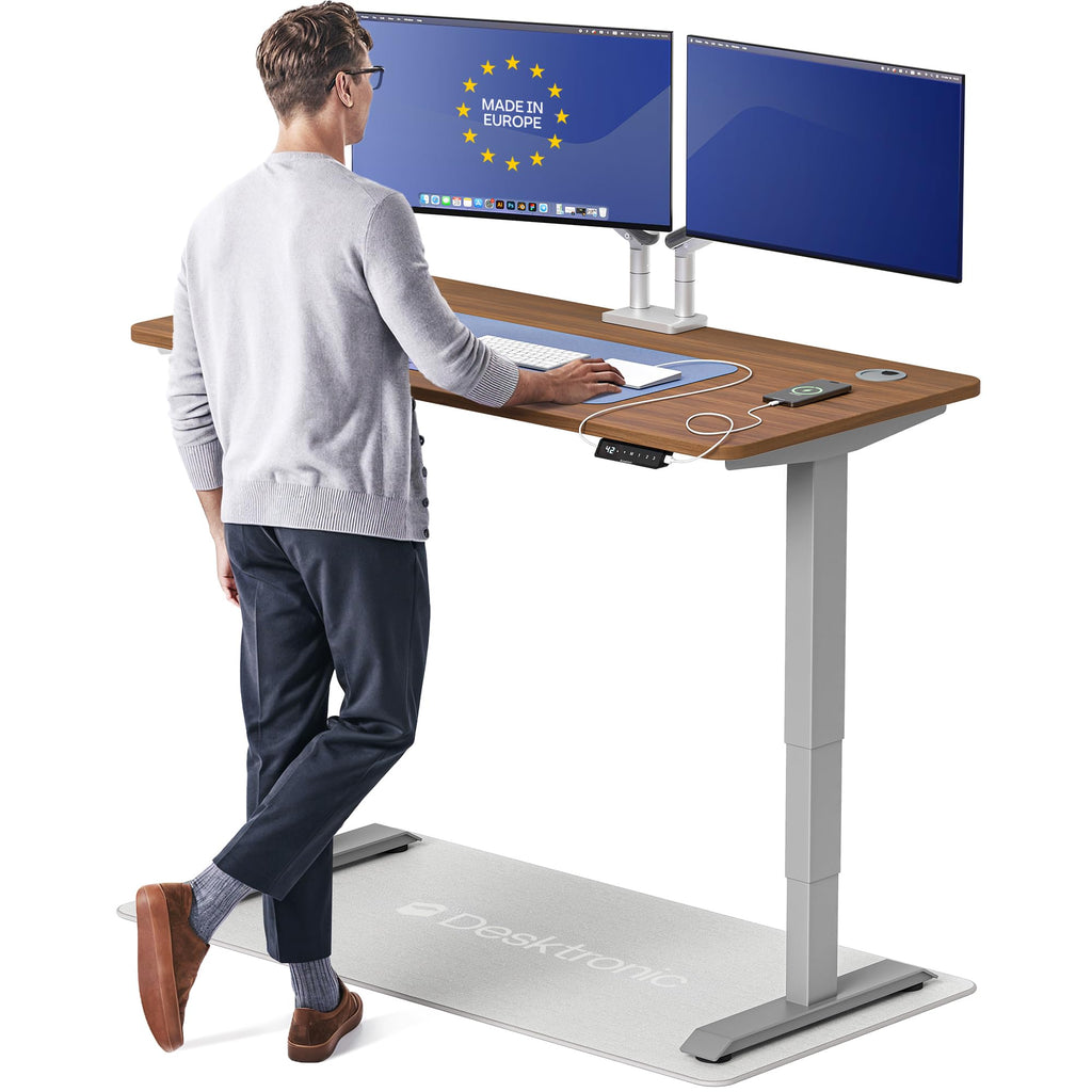 Standing Desk 54x28 — Made in Europe, Ergonomic Sit Stand Home Office Desk, Electric Height Adjustable, Dual Motor, USB & USB-C Charging, Wobble-Free, Touchscreen, 3 Memory Presets