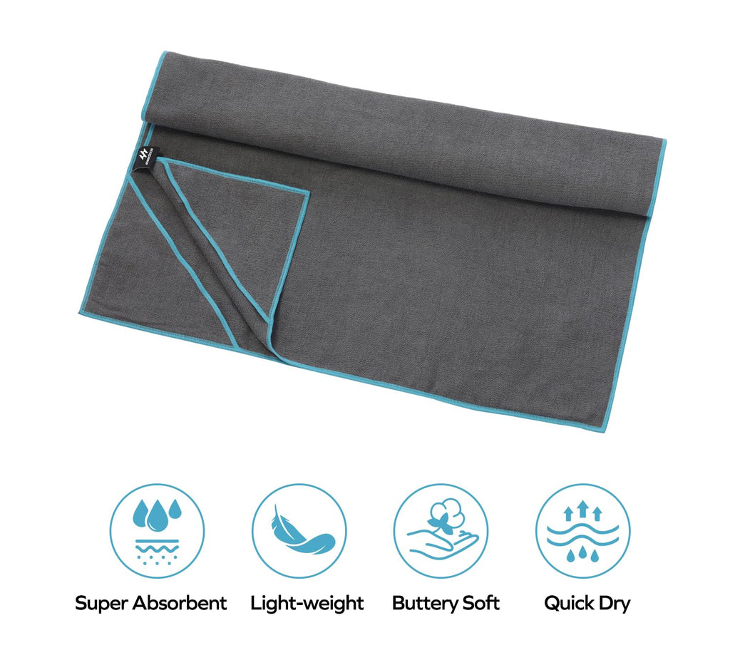 Yoga Mat Towel with Anchor Fit Corners Non Slip Towel for Hot Yoga, Pilates, Workout, Camping