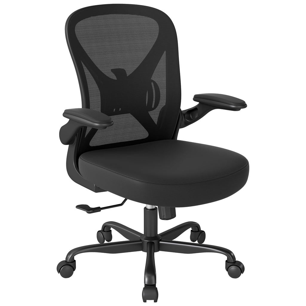 Ergonomic Office Chair Set of 2, Mesh Fabric Home Office Chairs with Adjustable Lumbar Support, 360° Swivel, and Flip-Up Armrests, Black