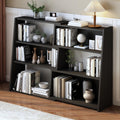 Wooden Extendable Shelf Bookcase, 3-Tier Low Bookshelf, Black, L