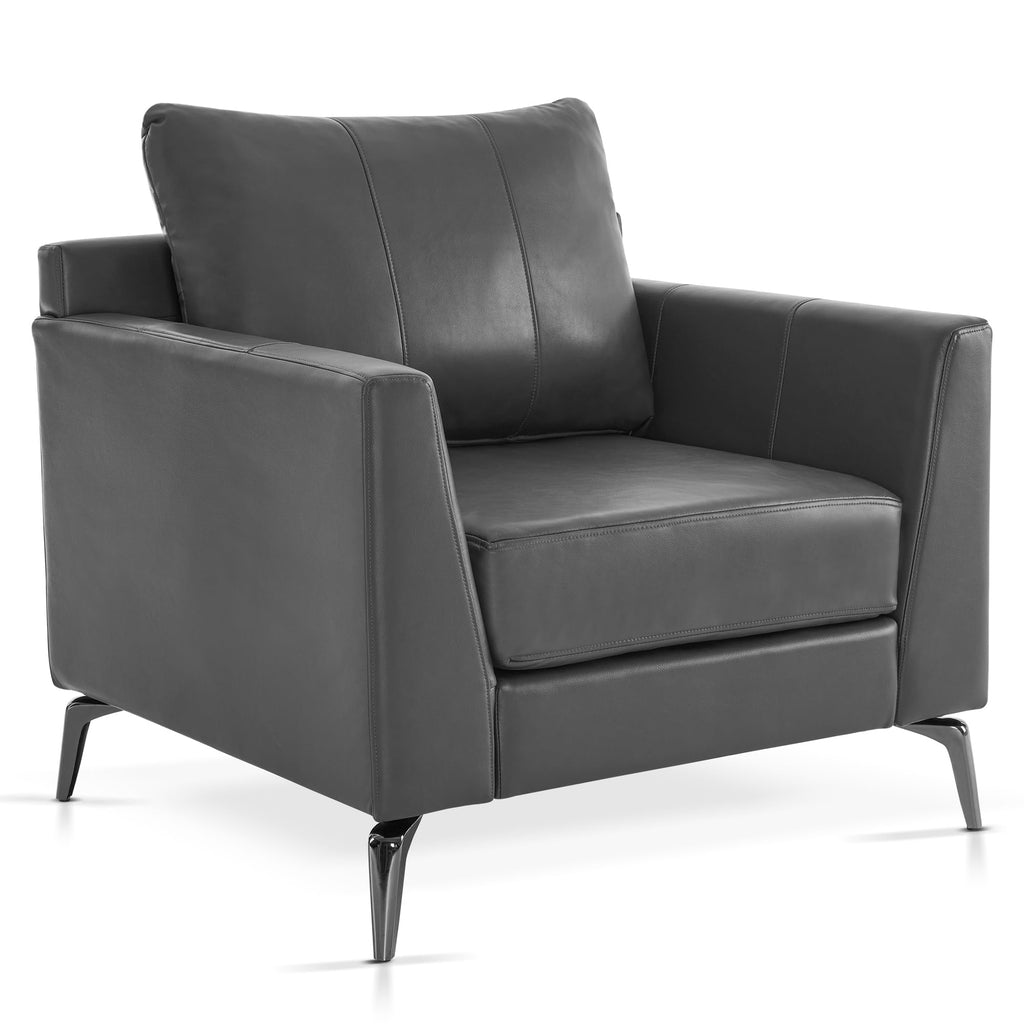 Modern Accent Chair, Faux Leather Lounge Armchair with Sloped Arms, for Living Room, Office, Reception, Waiting Room 4629 (1, Grey)