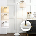 Floor Lamp for Living Room with Marble Base, Modern Standing Lamp with 3 Color Temperatures Bulb & Adjustable Linen Shade, Tall Lamp for Bedroom Office Reading Nursery