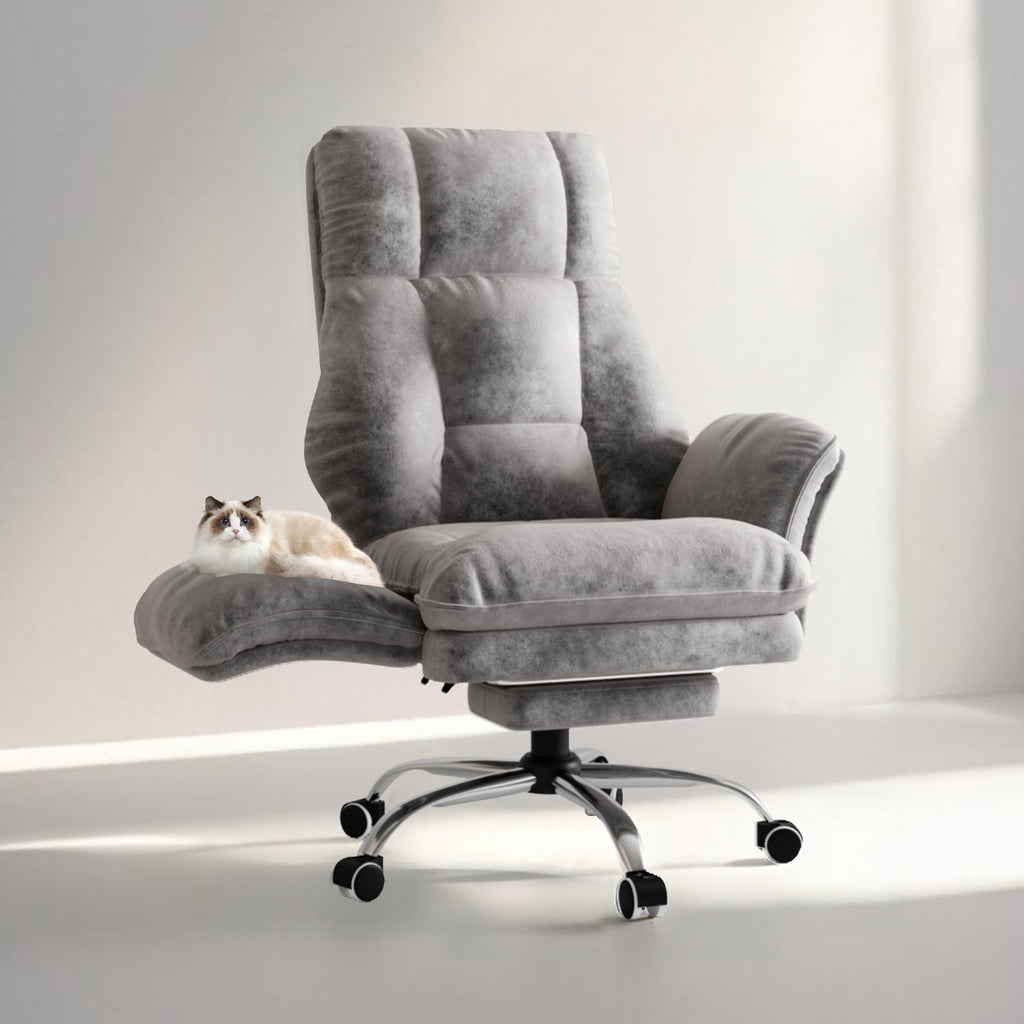Big and Tall Office Chair, Flip Armrests for Pets & Cross Legged Sitting, Executive Ergonomic Computer Gaming Chair with Foot Rest, Premium Tech Fabric Wide Seat Reclining Desk Chair