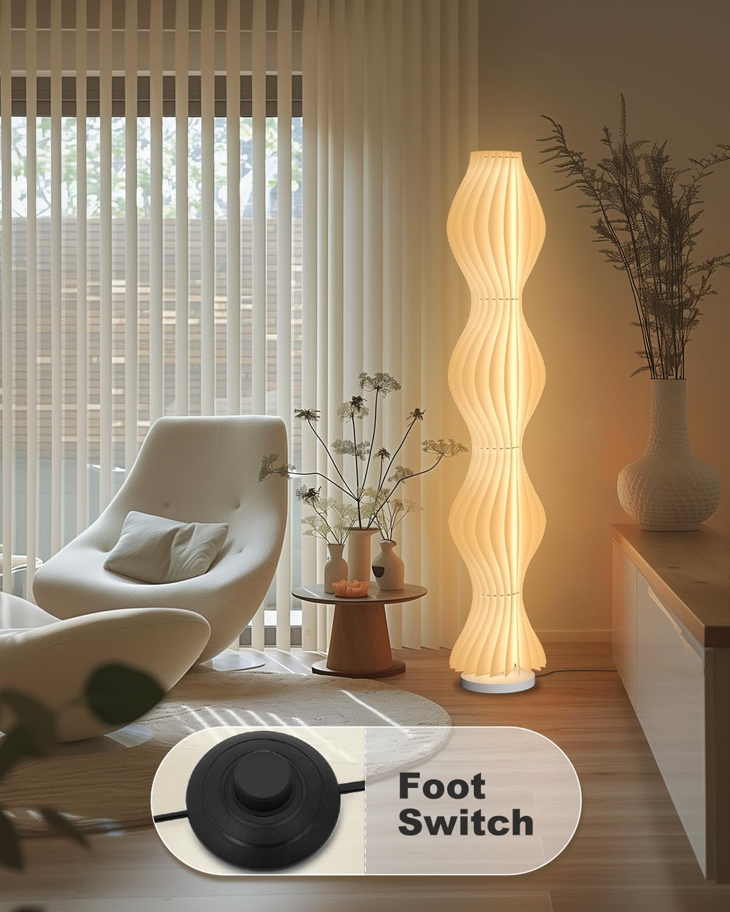 Wavy Floor Lamp - 3 Color Temp & Dimmable