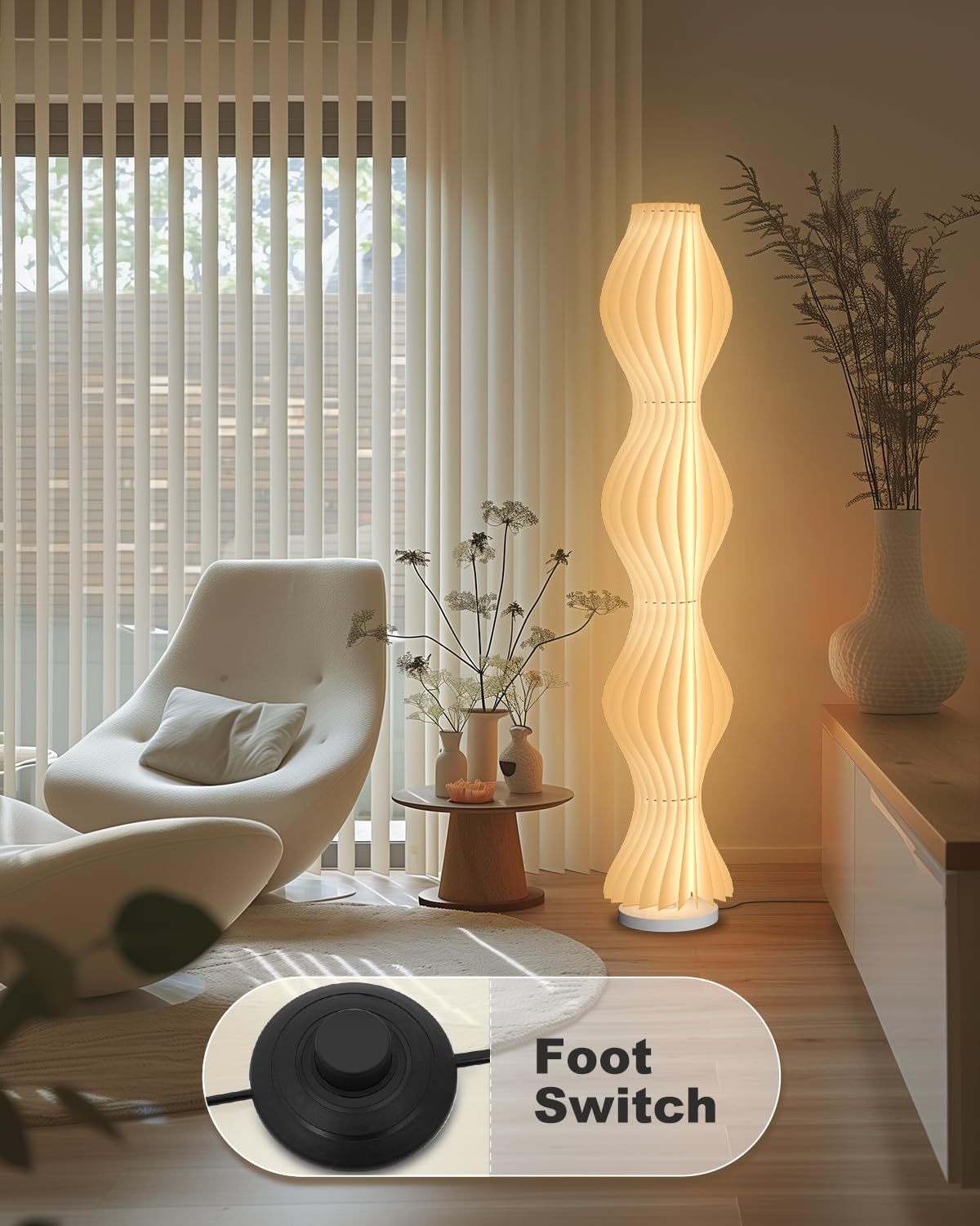 Wavy Floor Lamp - 3 Color Temp & Dimmable