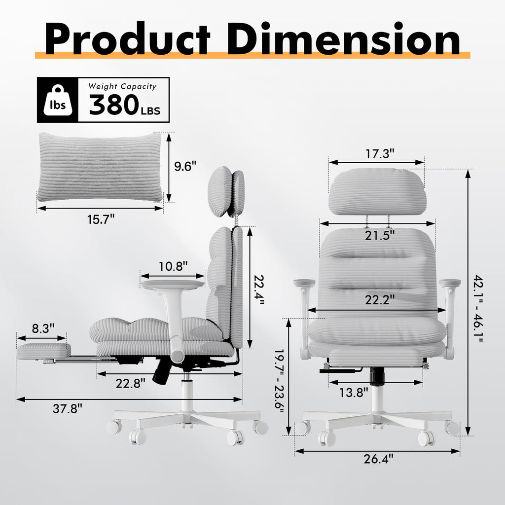 Criss Cross Legged Office Chair with Flip-up Arms, Footrest, G800 Plus
