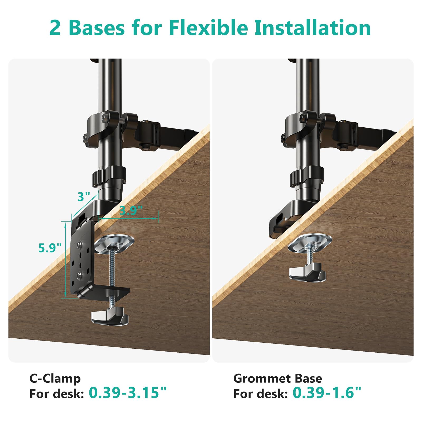 Triple Arm Laptop and Dual Monitor Desk Mount for 17" Notebook and Up to 32" Screens, Adjustable Monitor Arms with Tilt Swivel Rotation, VESA 75x75 100x100, Black
