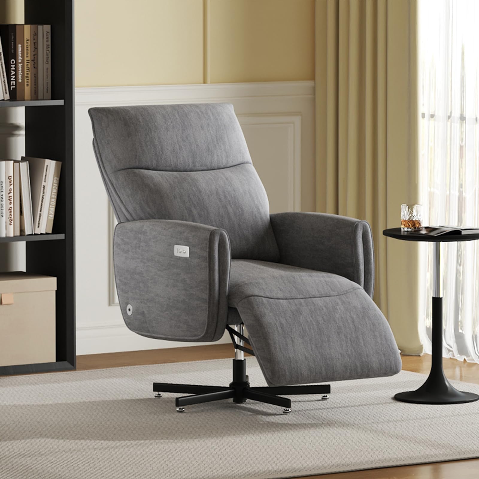 Power Reclining Adjustable Swivel Chair, Ergonomic Executive Office Chair, 90°-125° Tilt, Velvet Upholstery, Built-in USB Charger, 360° Rotation & Height Adjustment, Modern Desk Chair for Home Office