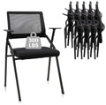 Black (10 pk) Stackable & Foldable Office Chairs with Ergonomic Lumbar Support and Thickened Seat Cushion, Folding Mesh Fabric Reception Guest Chair for School Church Conference Waiting Room