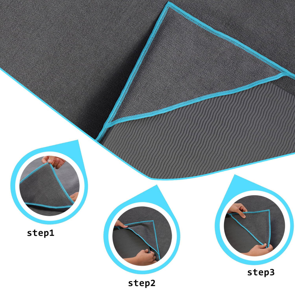 Yoga Mat Towel with Anchor Fit Corners Non Slip Towel for Hot Yoga, Pilates, Workout, Camping
