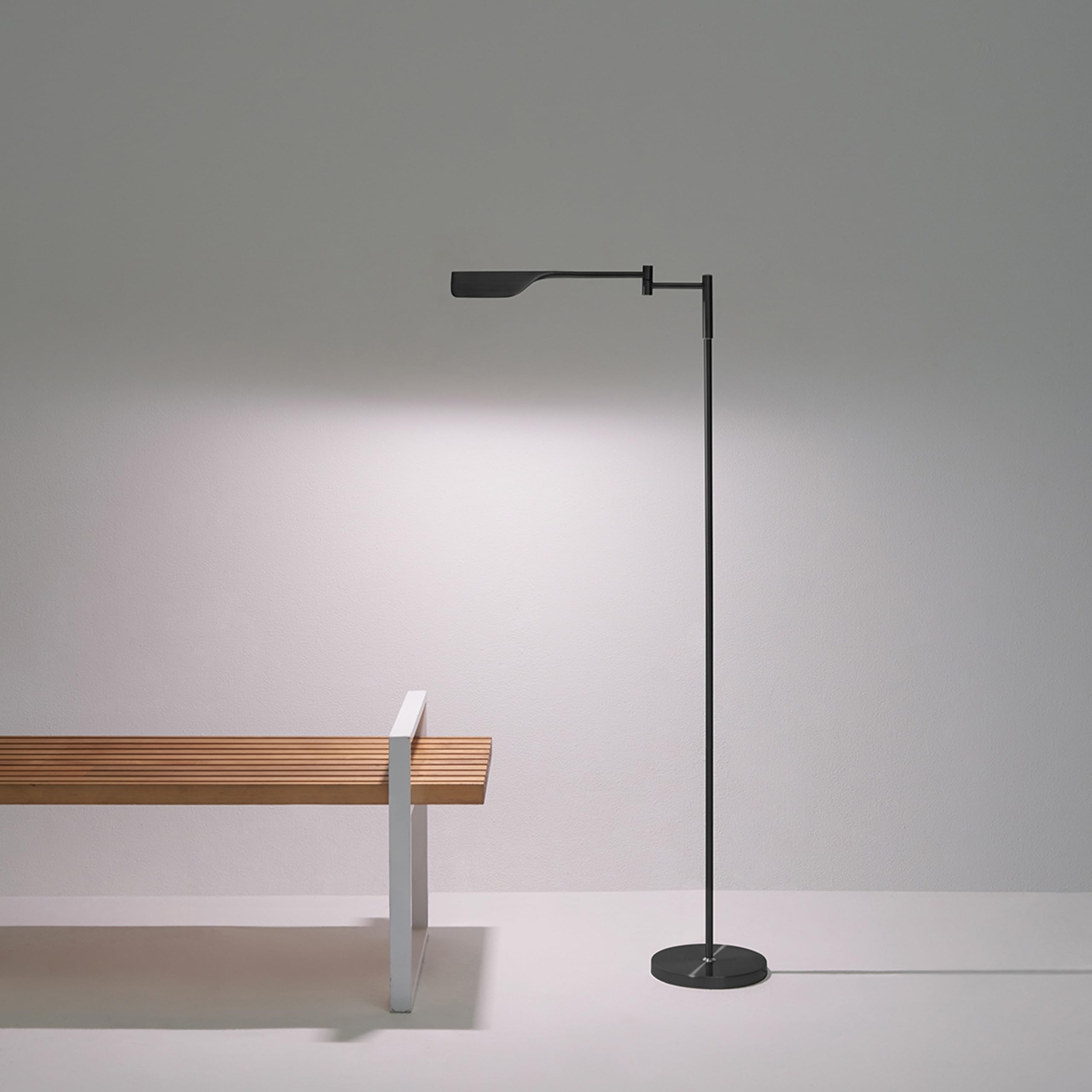 Leaf Pharmacy LED Reading Lamp, Dimmable Floor Lamp with Easy Rotation Over Chair or Desk for Living Rooms & Offices, Adjustable Standing Lamp, Tall Lamp for Sewing & Craftwork - Jet Black