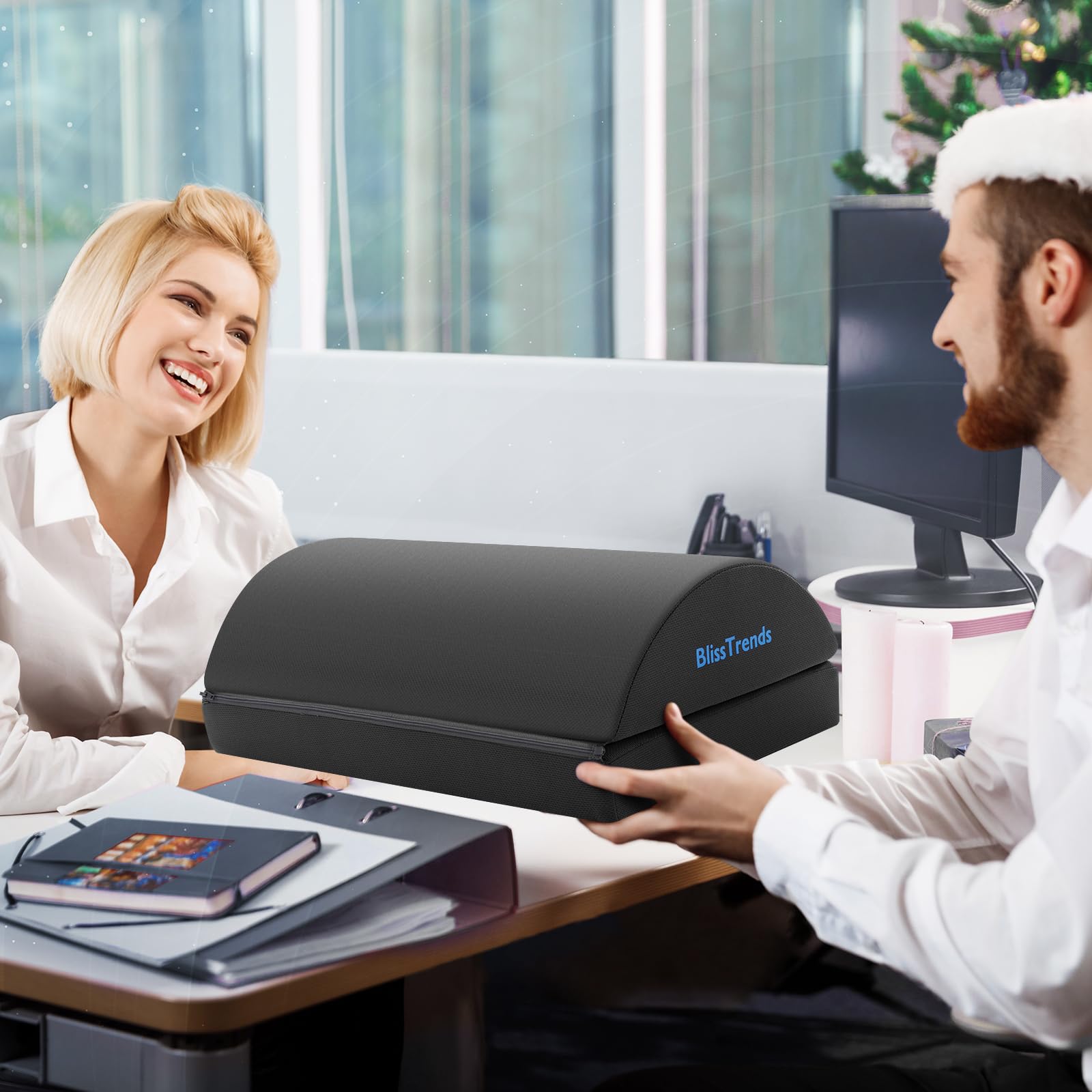 Foot Rest for Under Desk at Work-Versatile Foot Stool with Washable Cover-Comfortable Footrest with 2 Adjustable Heights for Car,Home and Office to Relieve Back,Lumbar,Knee Pain-Gray