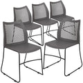 (Set of 5)Hercules Series Contoured Lobby Chairs with Air-Vent Honeycomb Backs, Ergonomic Stacking Chairs for Offices, Gray