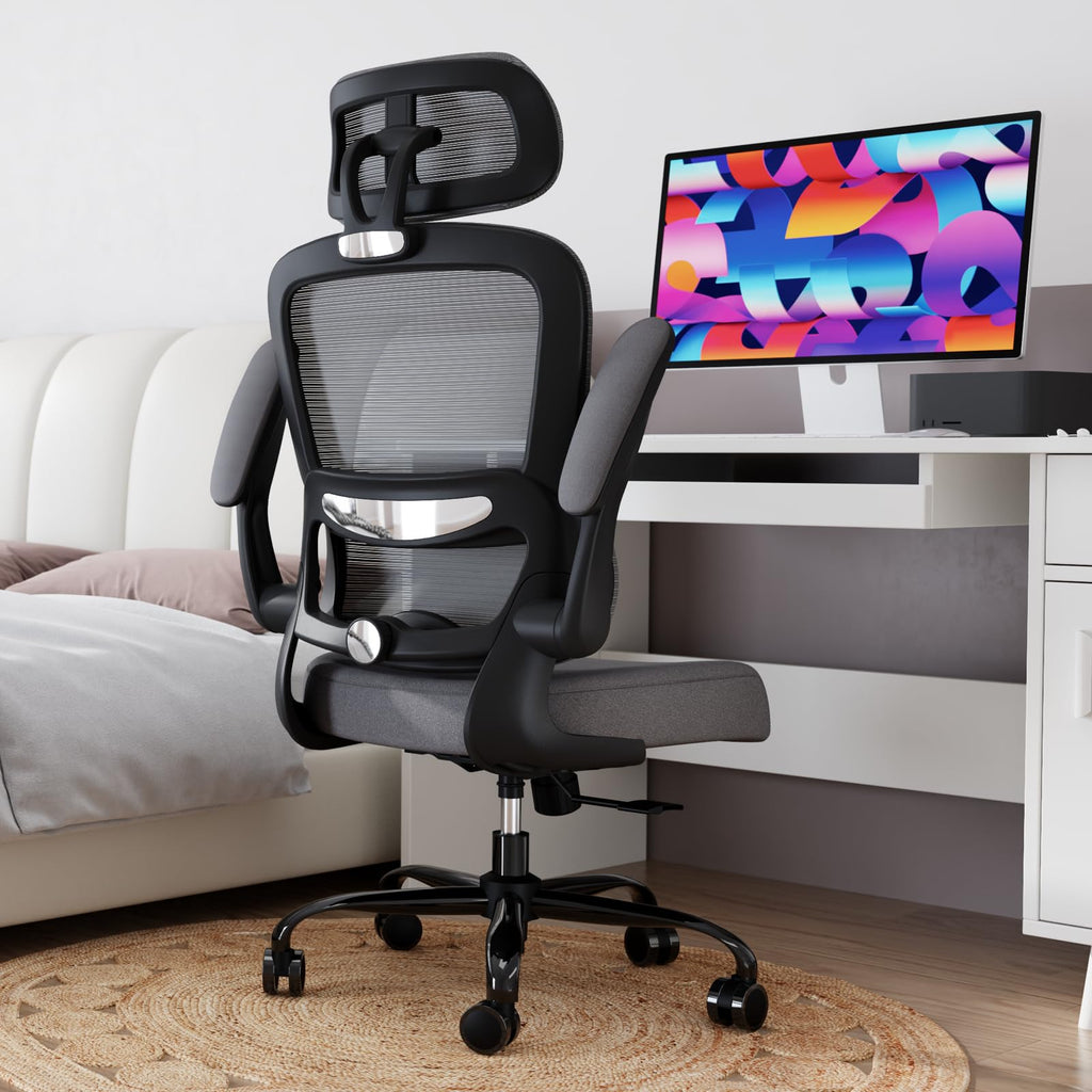 Office Chair Ergonomic Desk Chair, 330 LBS Home Mesh Office Desk Chairs with Wheels, Comfortable Gaming Chairs (Dark Grey)