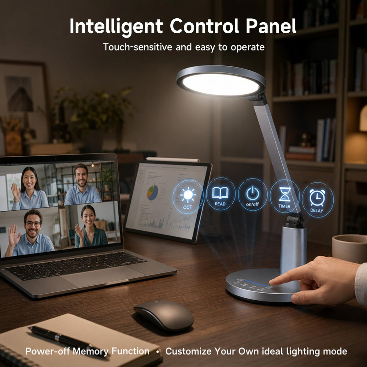 Desk Lamp for Home Office, Eye-Caring Diffused Table Lamp