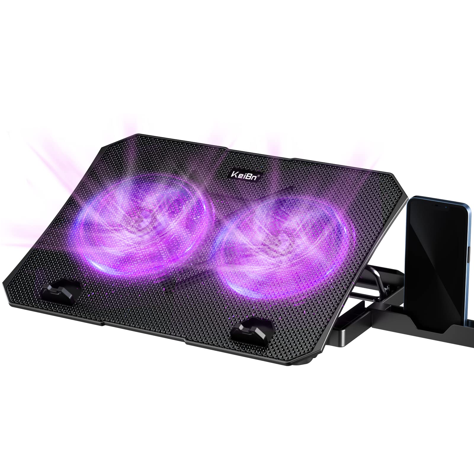 Upgrade Laptop Cooling Pad, Laptop Cooler 2 Fans for 10-15.6 Inch Laptops, 5 Height Stands, 2 USB Ports (S039-Purple)